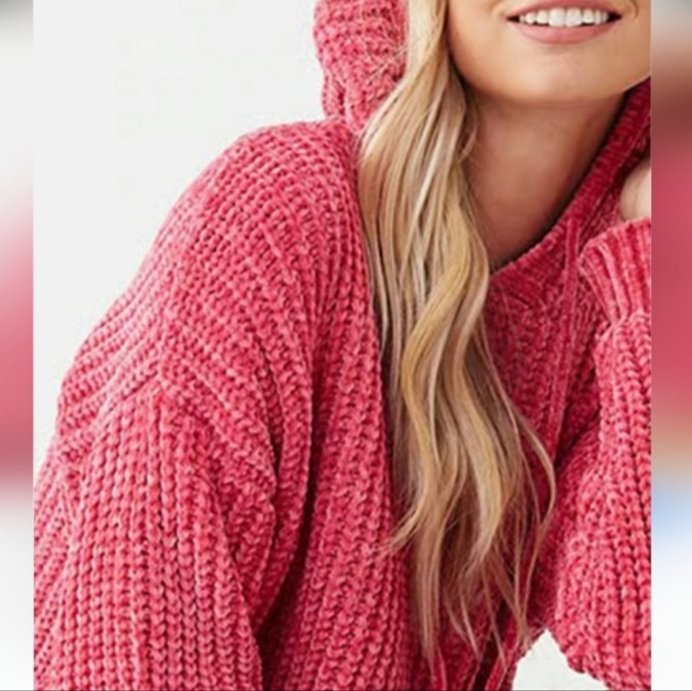 Aerie Pink Knit Hoodie